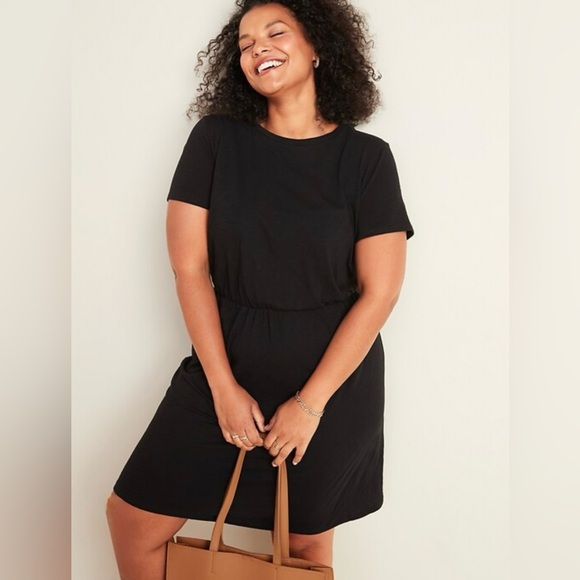Old Navy Waist-Defined Slub-Knit T-Shirt Dress Elastic Waist. Lightweight. 1X - Picture 1 of 9